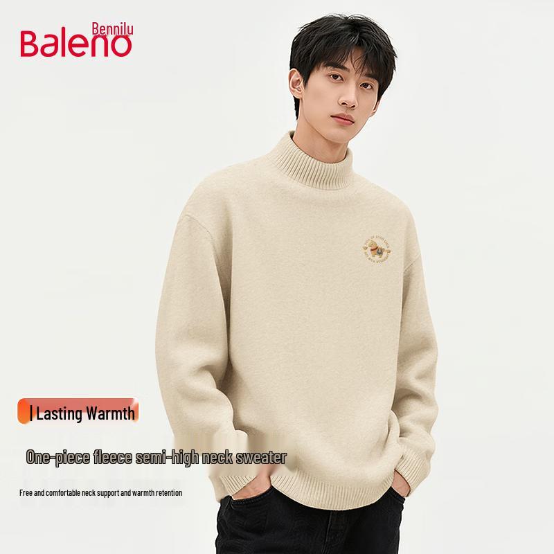 Baleno Men s Winter Mock Neck Fleece-Lined Knit Sweater M