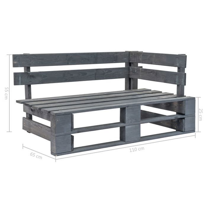 Banc d'angle de jardin en bois gris - vidaXL - Palette - Pour adultes