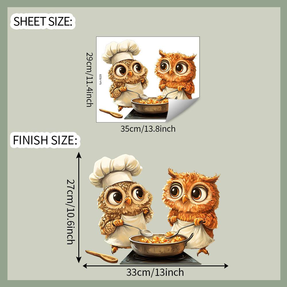 Cartoon Chef Owl Kitchen Dining Room Home Wall Background Beautification and Decoration Stickers