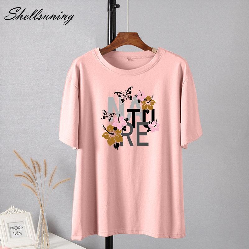 Shellsuning Vintage Graphic Harajuku Trička s potiskem Dámské 100% bavlna O Krátký rukáv Měkké trička Dámská Jednoduchá estetická trička