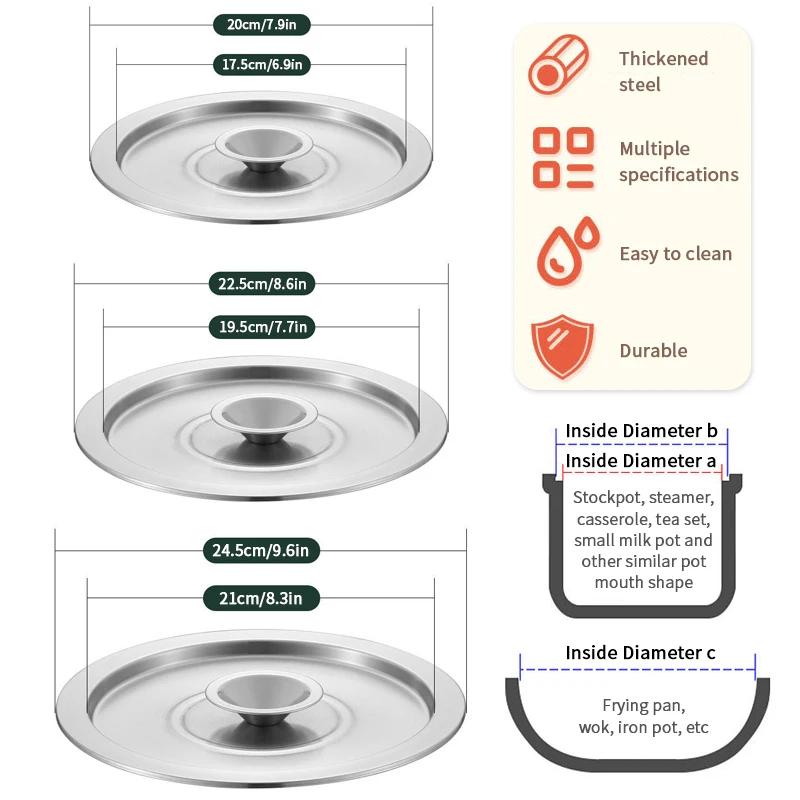 Tapa para utensilios de cocina de 20/22/24 cm, tapa para olla, tapa para wok, tapa para sartén, tapa para sartén plana, tapa de acero inoxidable para cuencos y palanganas.