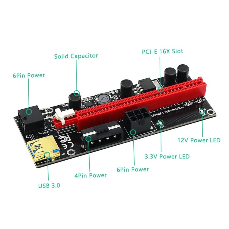 Newest 009 PLUS USB 3.0 Cable PCI-E  Card 009S PCI for press 1X to 16X tender Adapter Card  6 Pin GPU for B
