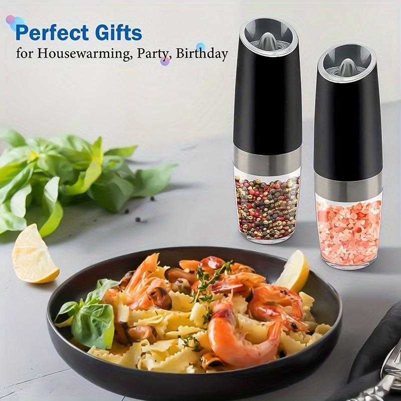 Gravity Electric Pepper Salt Grinder Set, Adjustable Thickness, with LED Light