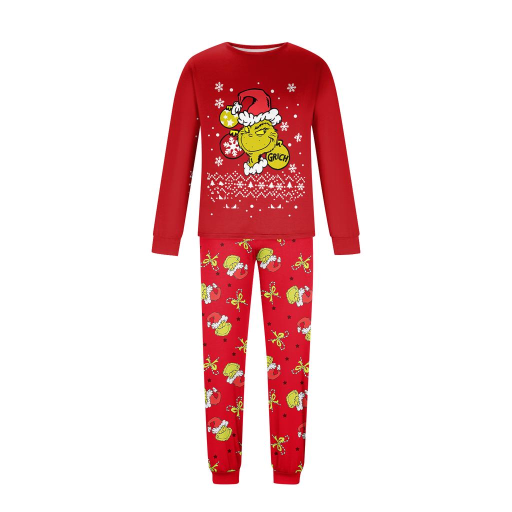 Print Cute Family Set Pajamas, Home Clothes, Family Set Long Sleeve Top Pants Set