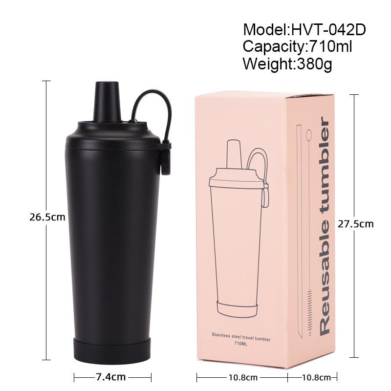 710Ml Stainless Steel Straw Cup Large Hole Can Suck Pearl Portable Magnetic Handle Thermal Insulation Water Cup