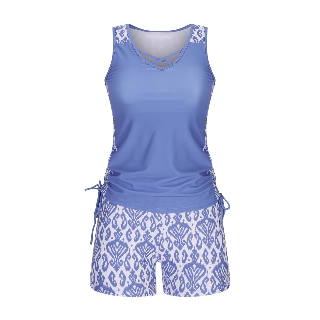 Damski strój kąpielowy dwuczęściowy z rozcięciem, strój kąpielowy z wysokim stanem