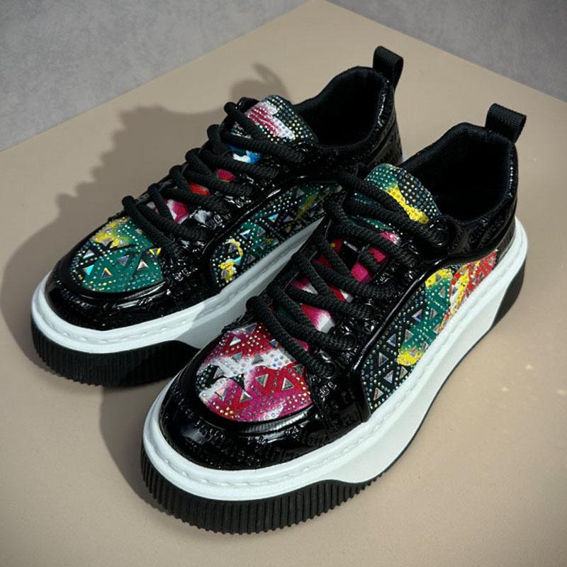 Mode Trendige Neue Designer Herren Strass Ethnisches Muster Freizeitschuhe Männlich Kleid Party Walking Sneakers Zapatos Hombre