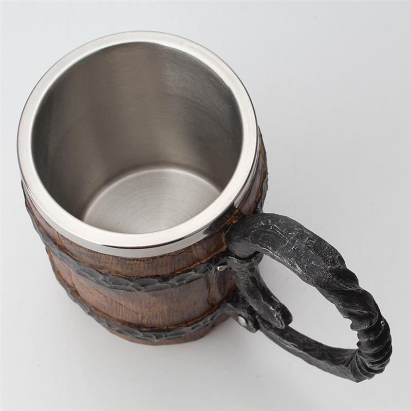 2026+ Drinking Mug Sealed Simulation Log Double Stainless Steel Mug Gift Home Cup Wood Color