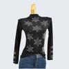 Spring and Autumn Half Turtleneck Stretch Silk Rhinestone Jacquard Slim Fit Pullover Knitting Long Sleeves Bottoming Shirt