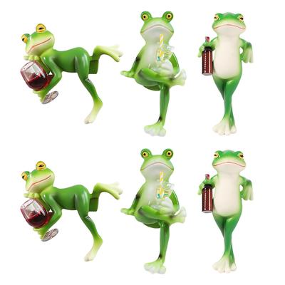 Funny Drinking Frog Statue Flower Pot Hugger Miniature Frog Figurine Planter Hugger for Flower Yard Lawn Ornament