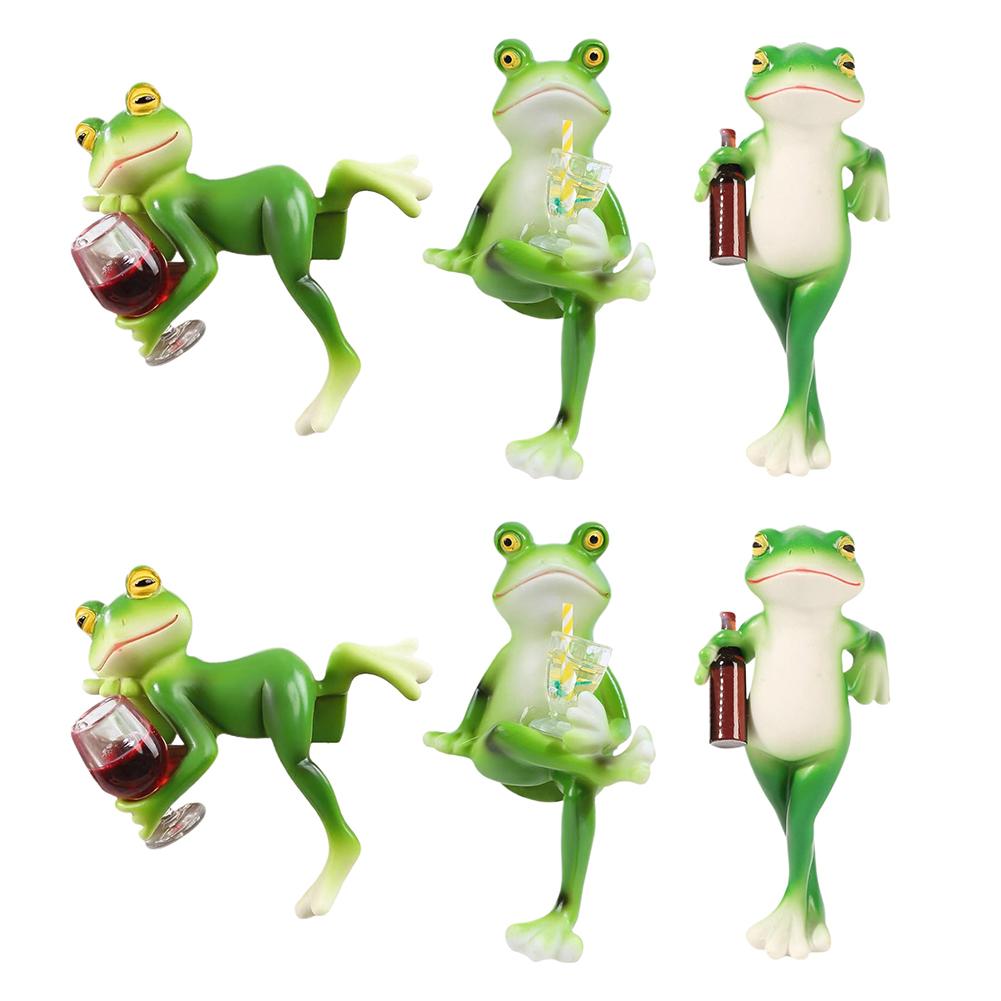 Funny Drinking Frog Statue Flower Pot Hugger Resin Hanging Frog Figurine Miniature Frog Figurine for Flower Yard Lawn Ornament