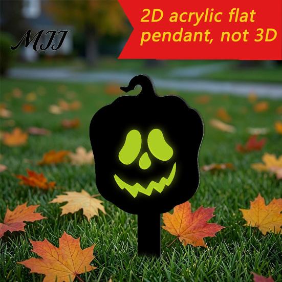 Halloween Party Festive Stakes Pumpkin Yard Sign with Stake, Glow in The Dark Cool Theme Props Spooky Silhouette Garden Stake for Outside Patio