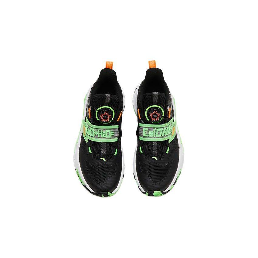 Anta Cement Nemesis Non-Slip Wear-Resistant Low-Top Basketball Shoes Kids Sneakers Black Green Orange 312321124H-8