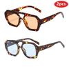 2pcs Sets Fashion Women Pilot Sunglasses Women Retro Square UV Resistant Fashion Sun Glasses Men Outdoor Driving Eyeglasses