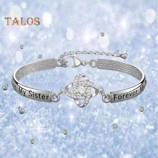 Damen-Armband mit Strasssteinen, Kleeblatt-Anhänger, Buchstabengravur, poliertes Kupfer, Geschenk für die Tochter, verstellbare Länge, Karabinerverschluss, Handgelenkschmuck für verschiedene