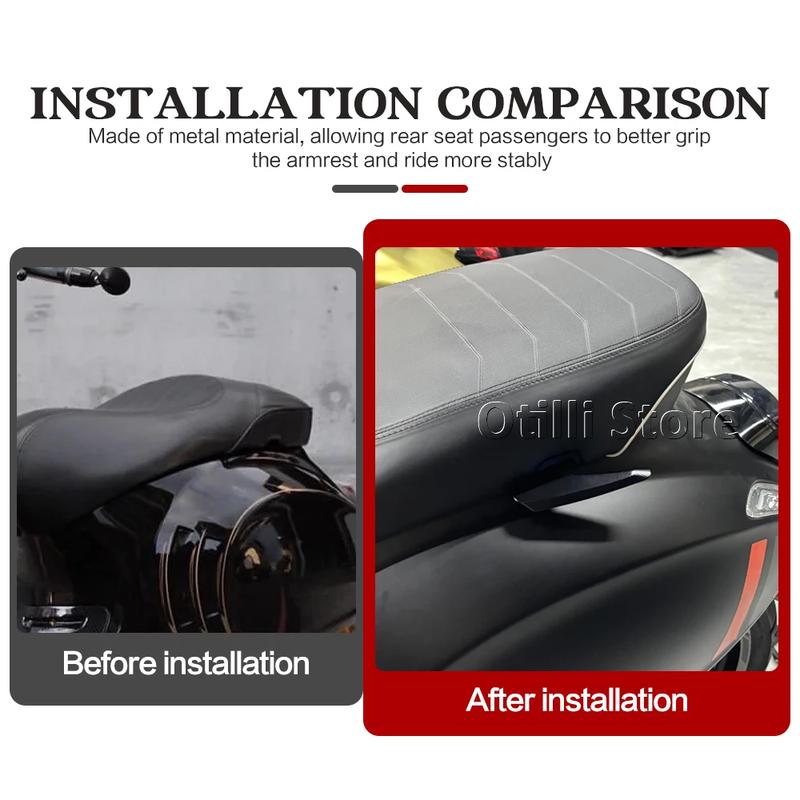 Motorcycle Tail Armrest CNC Rear Passenger Handle Thickened Grab Bar Armrest Black For Vespa Sprint Primavera 150 GTS300 GTV300