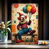 2d Vintage Clown Metal Sign  Colorful Retro Wall Art with Distressed Finish  IndoorOutdoor Decor for Home Garden  Bar