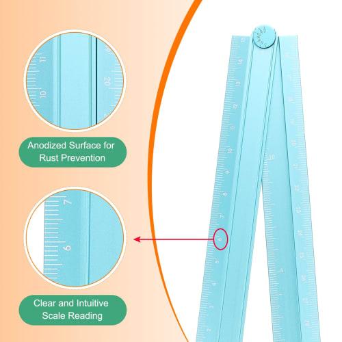 uxcell 30cm Folding Straight Ruler, Metric Aluminum Alloy Protractor, Foldable Angle Ruler, Geometry Measuring Tool for Architects, Artists, and Offic