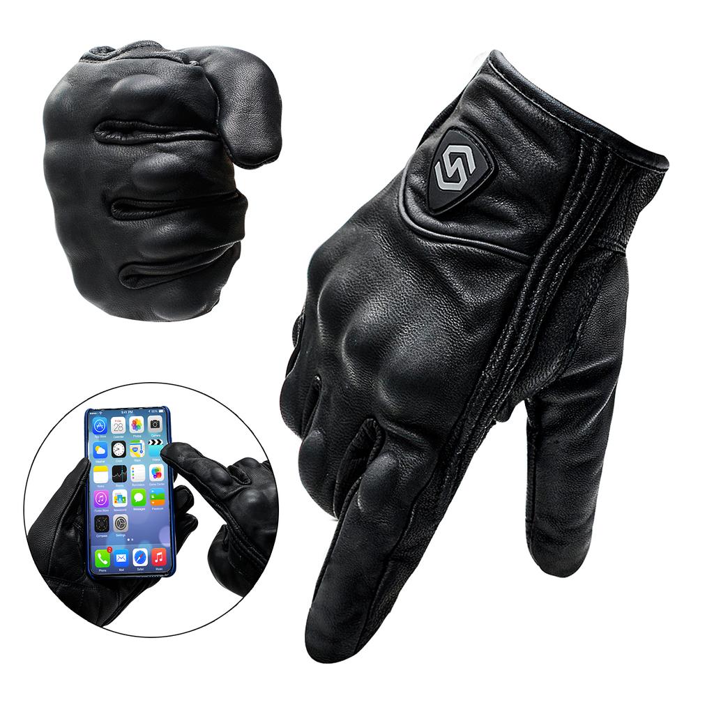 Motorcycle Touch Screen Gloves Full Finger Windproof Genuine Leather Off-road Racing Outdoor Protective Sports Riding Gloves