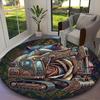 1pc Digital Printed Chair Rug for Home Office Use, Blue Balance Excavator Carpet Appropriate for All Seasons, Soft Round Carpet