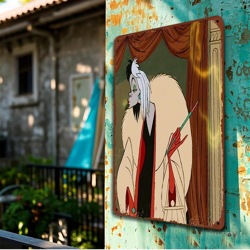 1pc Cruella De Vil & 101 Dalmatians Themed Iron Wall Art - 8x12 Inch, Officially Licensed, Decorative Metal Sign for Home, Offic