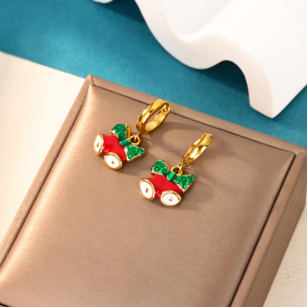 Stainless Steel Christmas Earrings Funny Christmas Hat Boots Crutch Santa Claus Earring Xmas Holiday Jewelry Gift For Women Men
