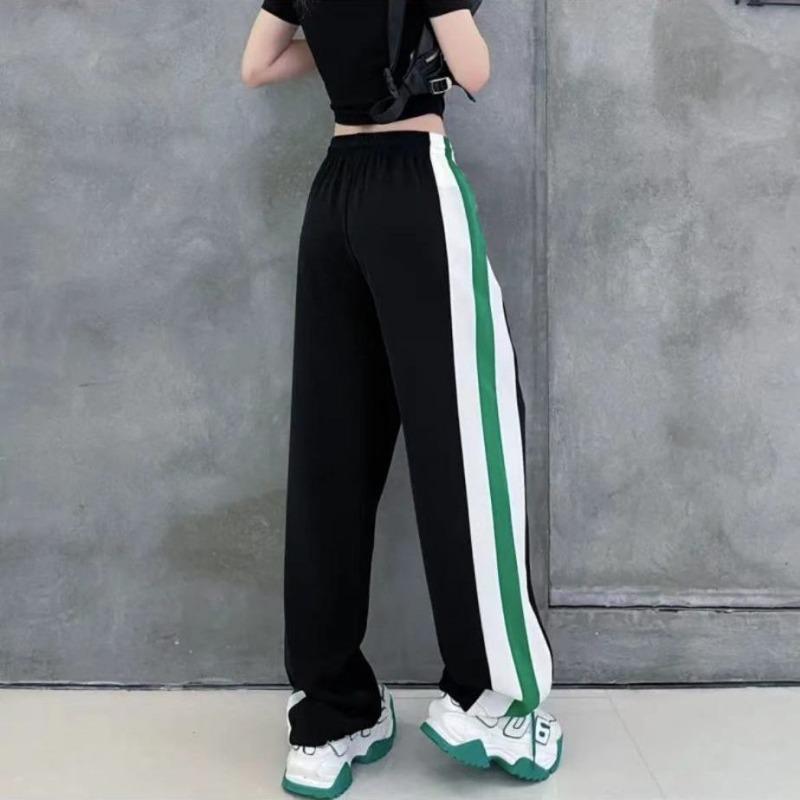 Korean Streetwear Women Sweatpants Spring Summer New Harajuku Elastic High Waist Love Drawstring Casual Striped Sports Trousers