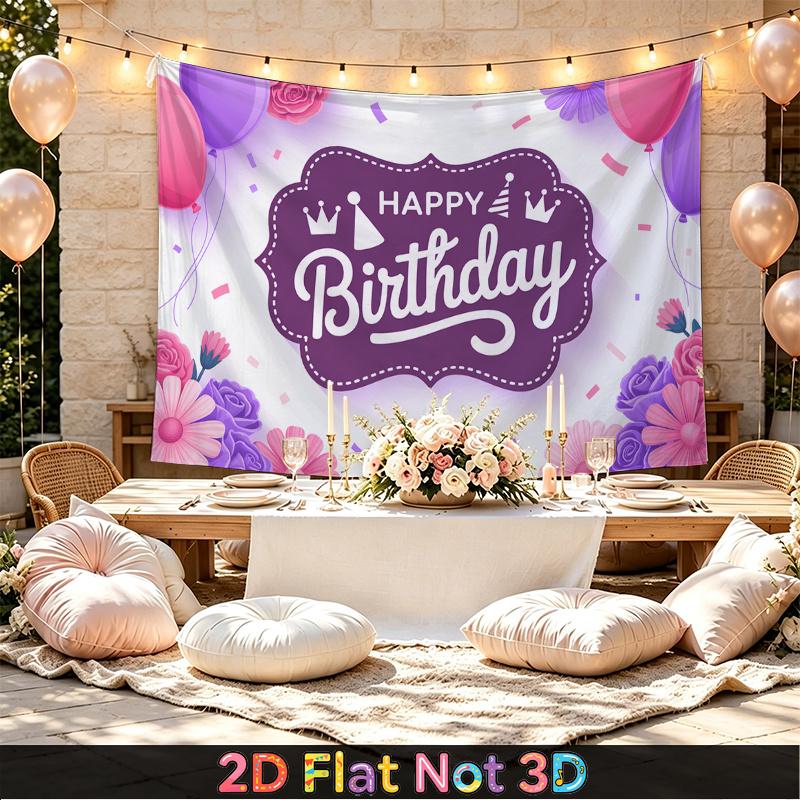 1pc Birthday & Wedding Balloon Floral Indoor/Outdoor Party Banner Multicolor