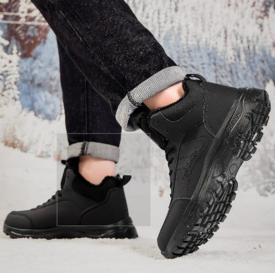 Men's Winter High-Top Thick-Soled Snow Boots - Large Size Casual Plus Velvet Warm Cotton Shoes