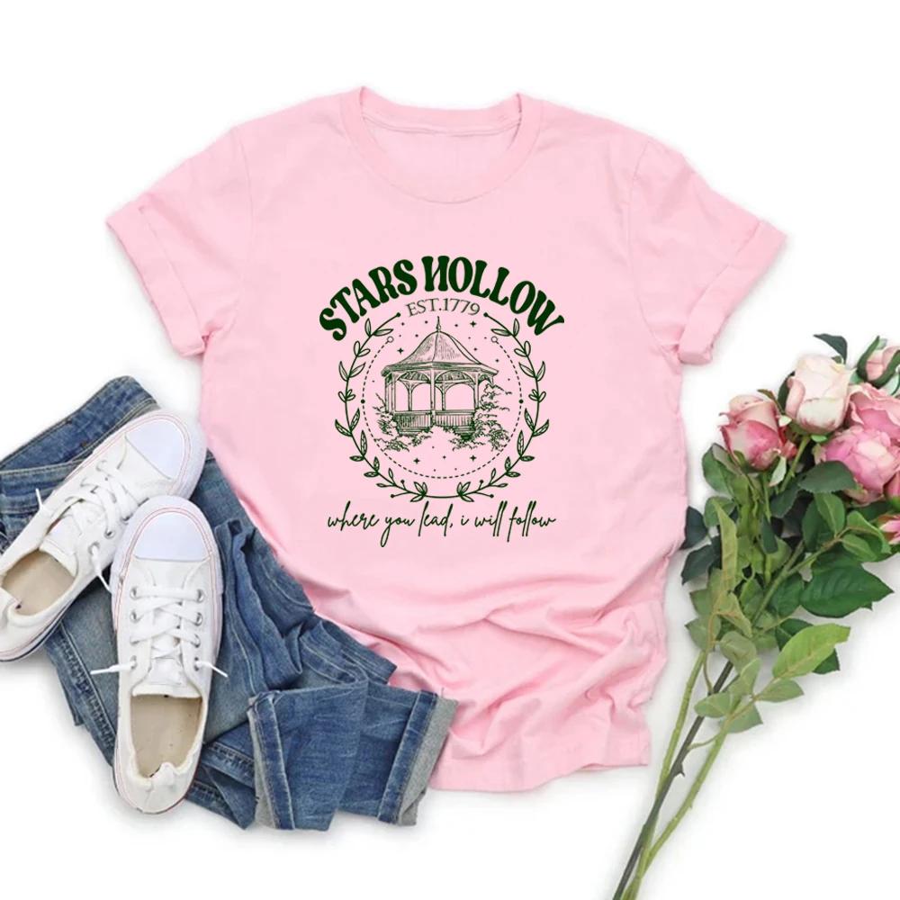 Tričká Stars Hollow Where You Lead I Will Follow Tričká Stars Hollow Shirt Lukes Diner Tričko Vintage Tričká s krátkym rukávom Gilmore Dievčenské tričká
