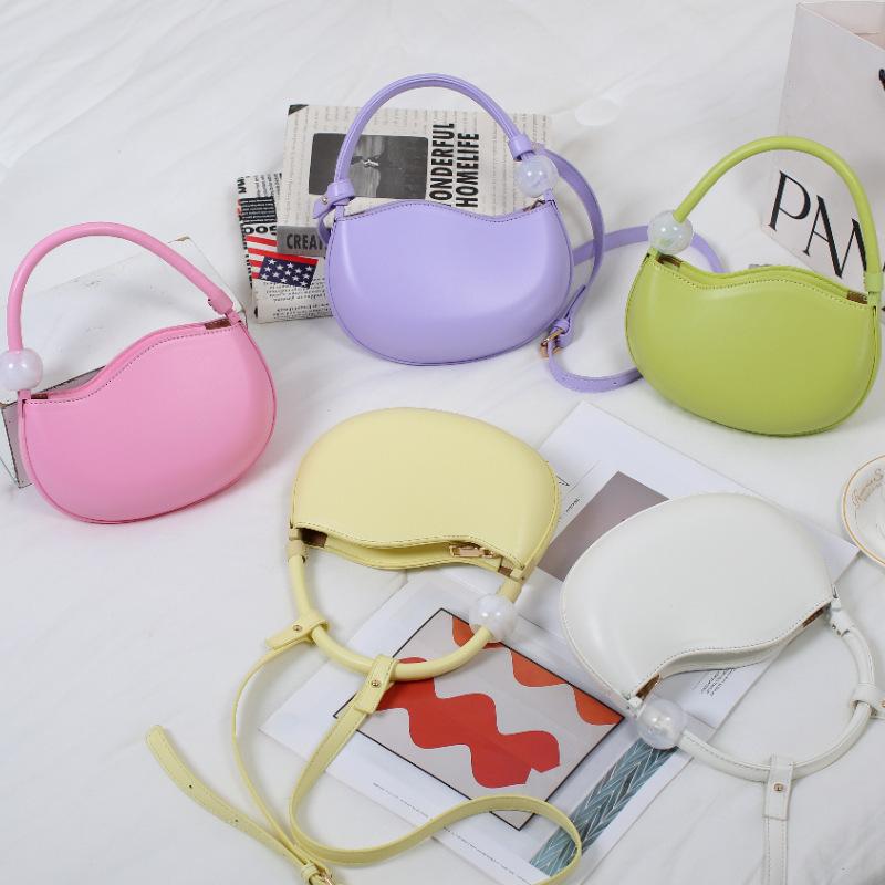Einfarbig Jelly-Farbe Erbsenbeutel Japanischer und Koreanischer Stil Nischen-Design Einfache Unterarm-Schultertasche Handtasche Damen
