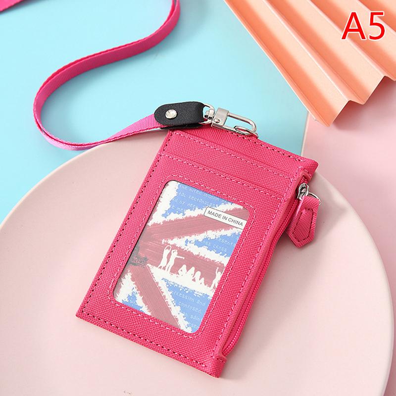 1Pcs Black Business Credit Card Id Badge Wallet Pouch Women Men Coin Card Purse Holder Neck Strap Student Bus Card Bags
