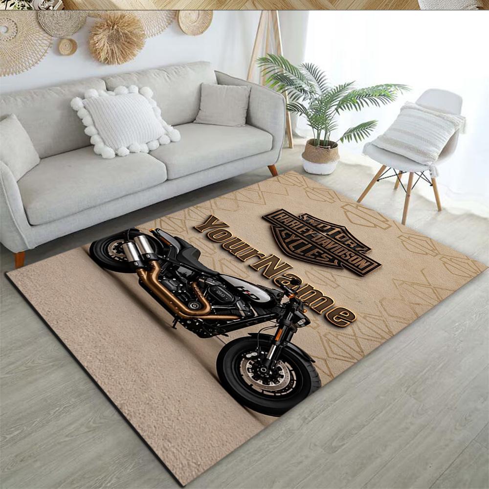 Harley-davidson Motorcycles Customizable Name Carpet Suitable for Game Room Living Rooms Study Room Dormitory Anti-slip Rug Decorate Offices