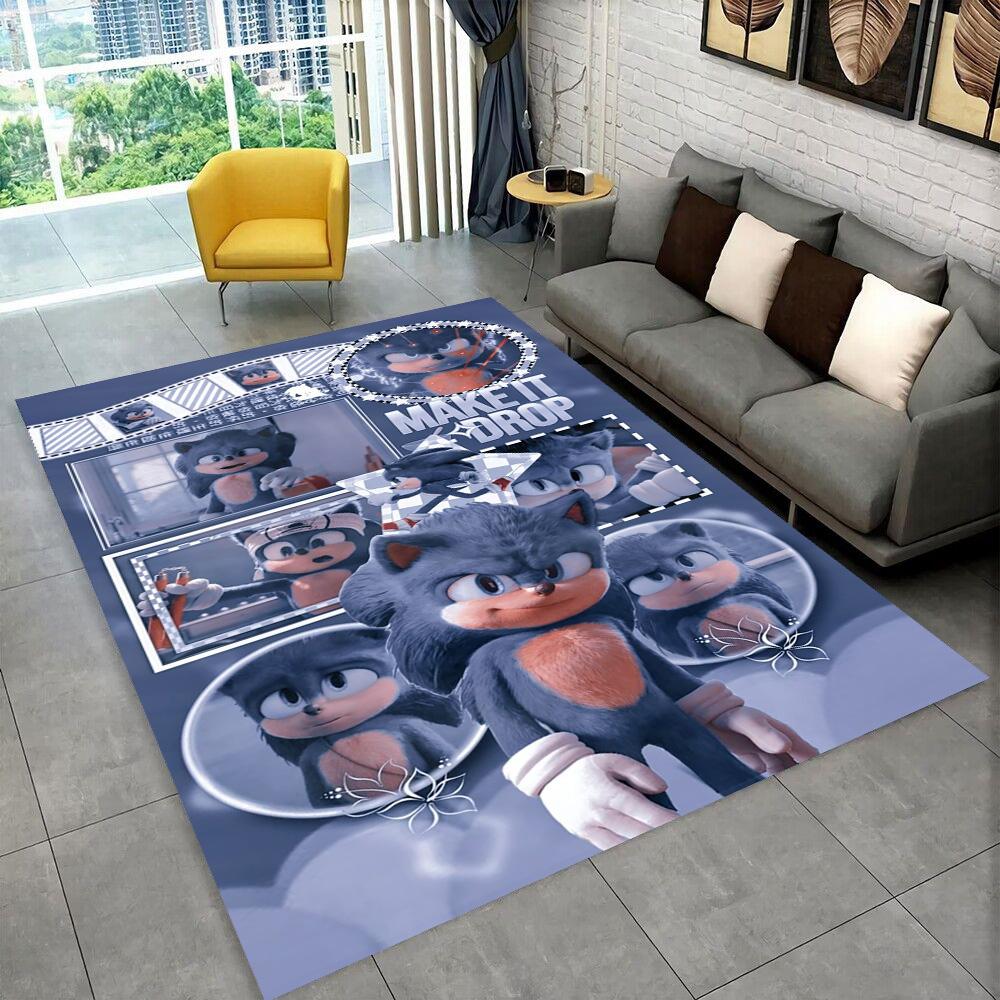 Fashion S-Sonic Cartoon Game Carpet Rug for Playroom Bedroom Living Room Sofa Home Decor,kids Play Area Rug Non-slip Floor Mat