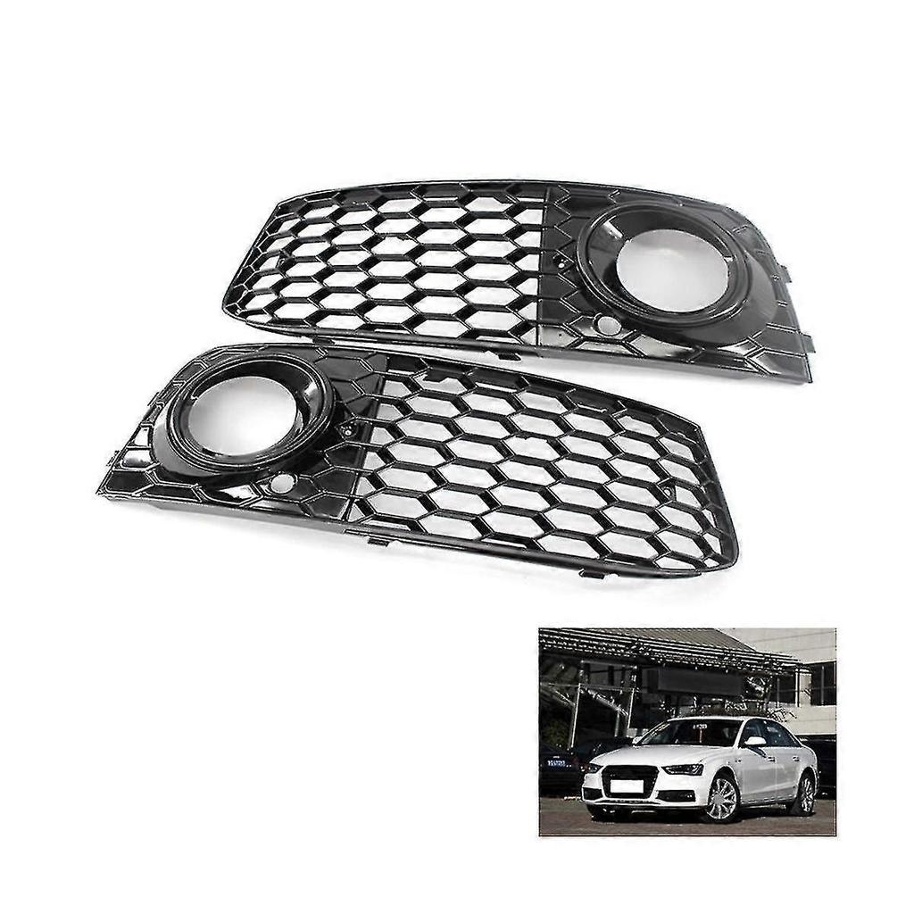 Mesh Fog Light Frame Fog Lamp Grille For A4 B8 Rs4 2009-2012 Glossy Black 8kd807682 8kd807681 Y