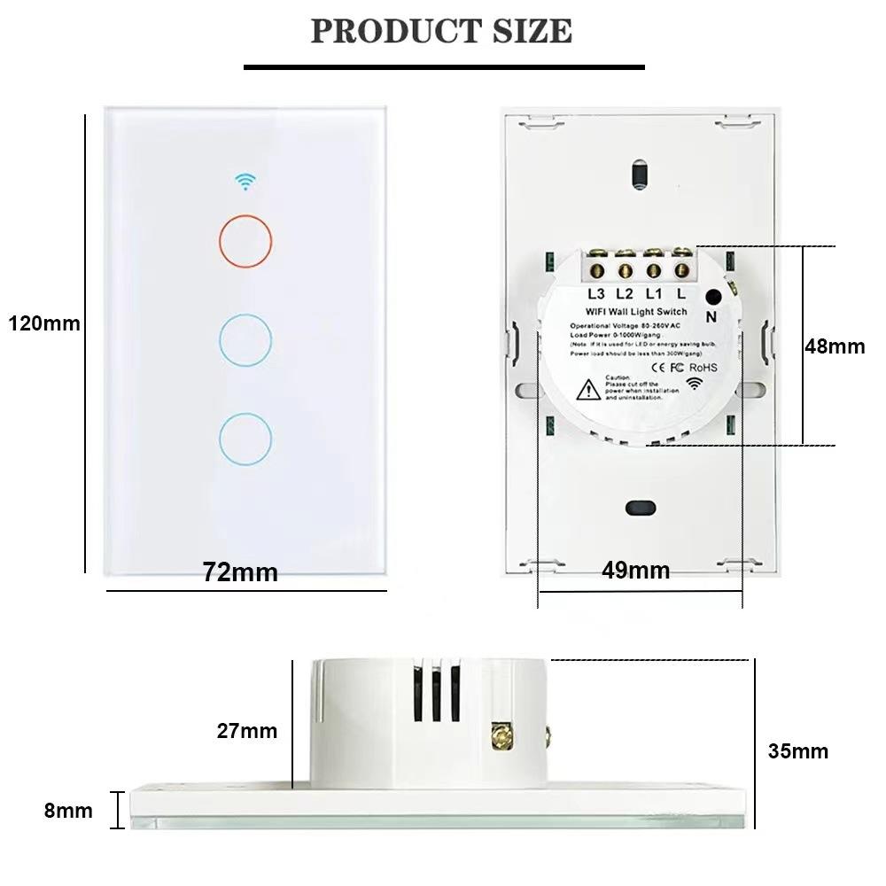 120 US standard WiFi switch, single fire and zero fire universal, graffiti smart APP mobile phone control light switch