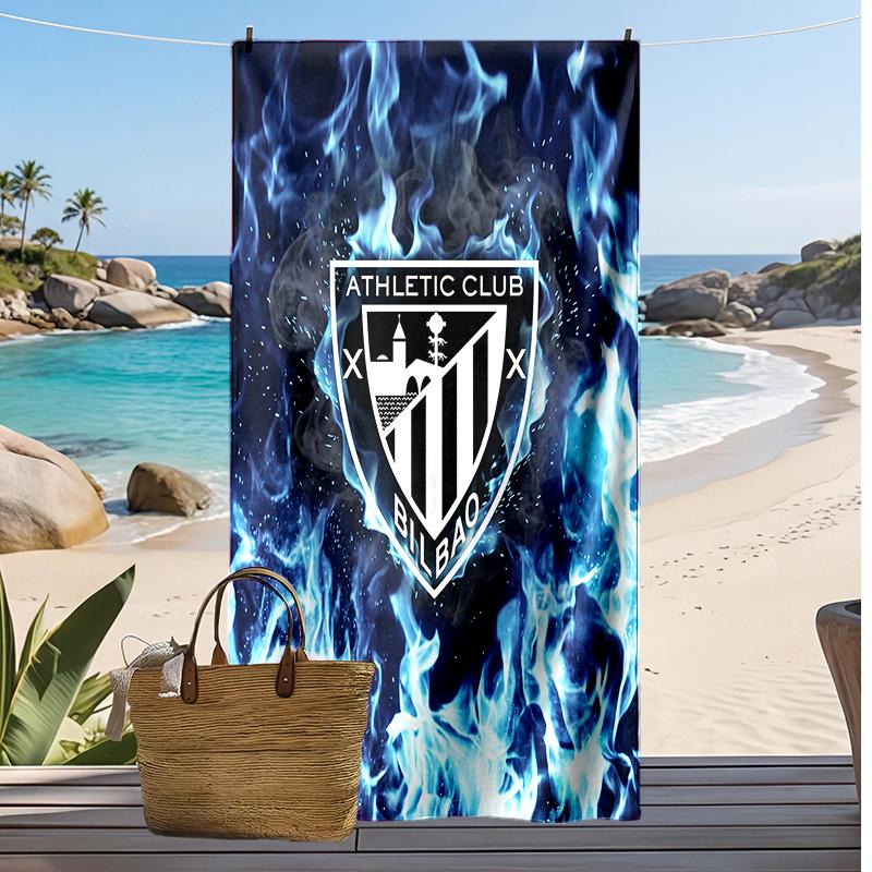 Asciugamano da Spiaggia Stampa Calcio Athletic Bilbao, Asciugamano Grande Morbido Asciugatura Rapida per Spiaggia Campeggio Nuoto