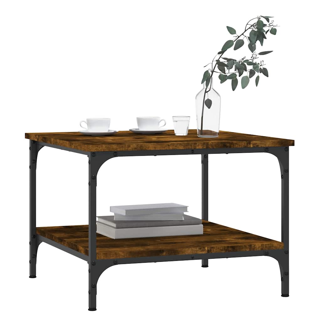 Tavolino Rovere Affumicato 55x55x40 cm Legno Ingegnerizzato