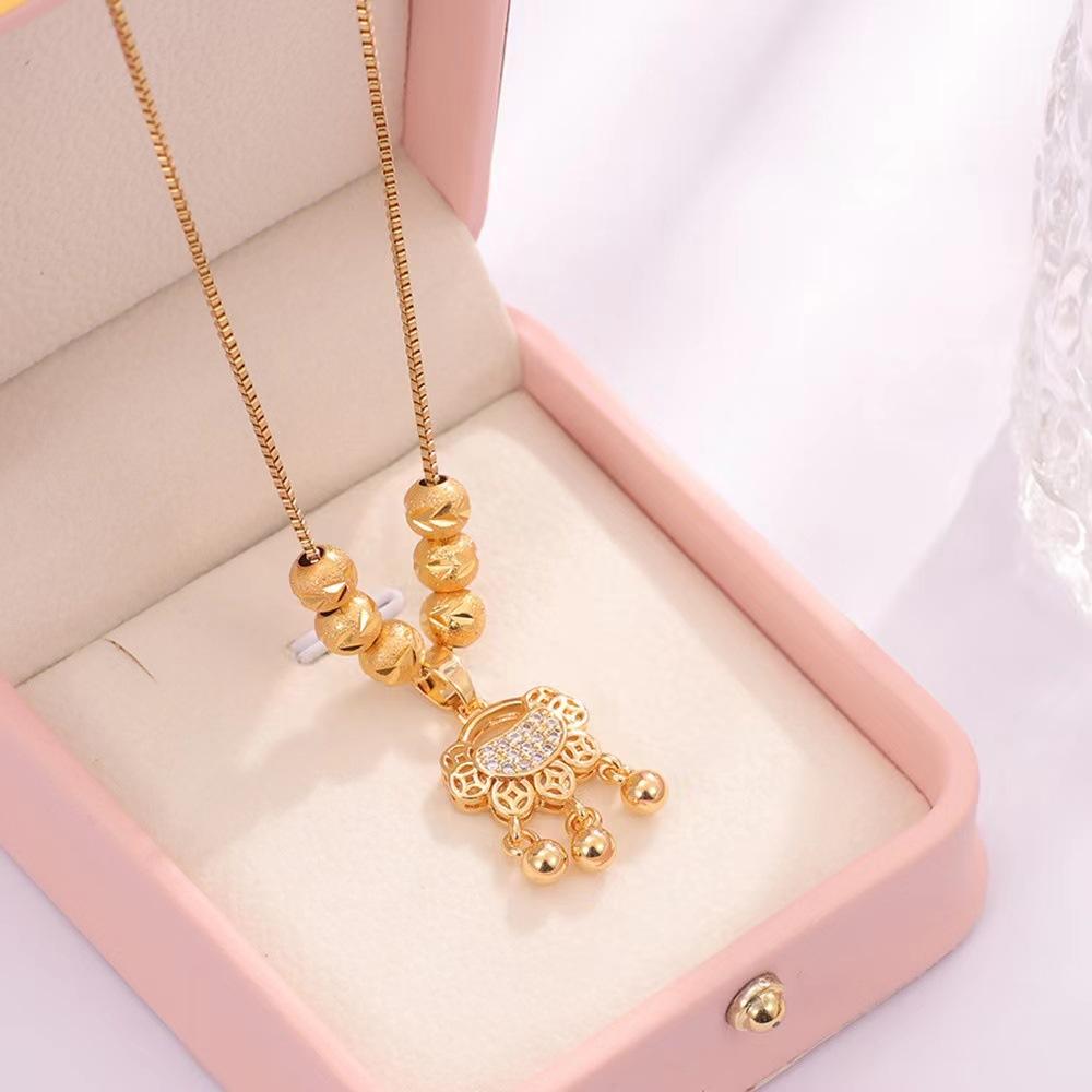 Lucky Lucky Beads Ping An Lock Necklace for Women's High-end Light Luxury Ins Fashion Trendy Collarbone Chain