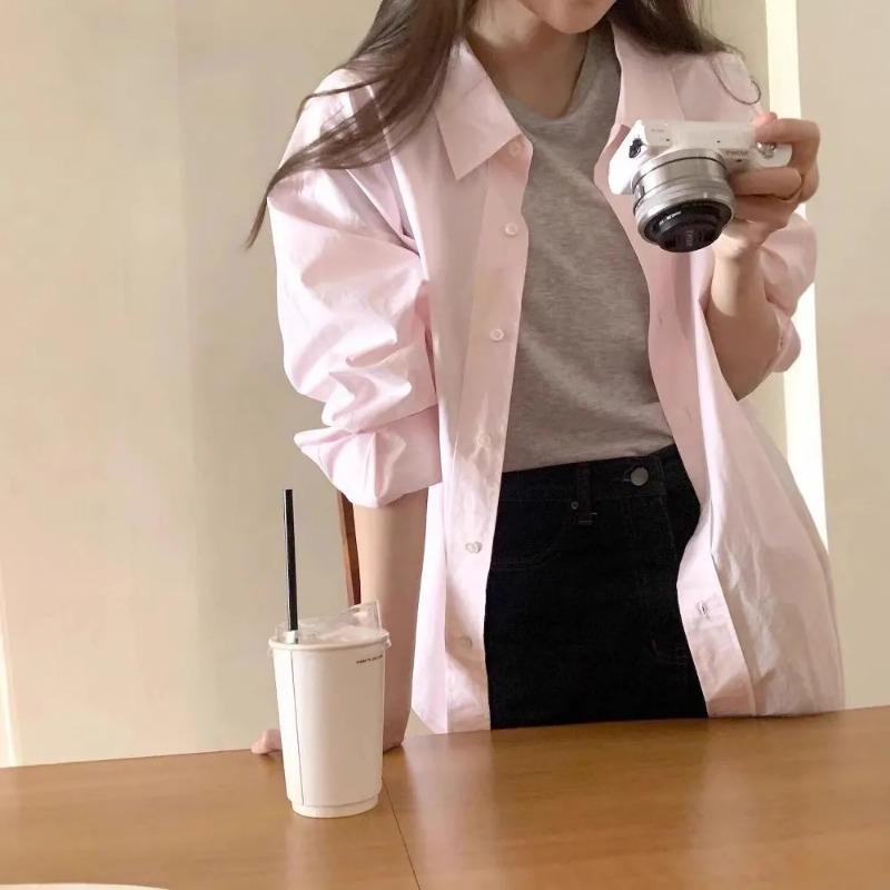 

Pink French Long-sleeved Sunscreen Shirt and Jacket for Women to Wear in Spring New Style Shirts High-end Spring and Autumn Tops S розовый