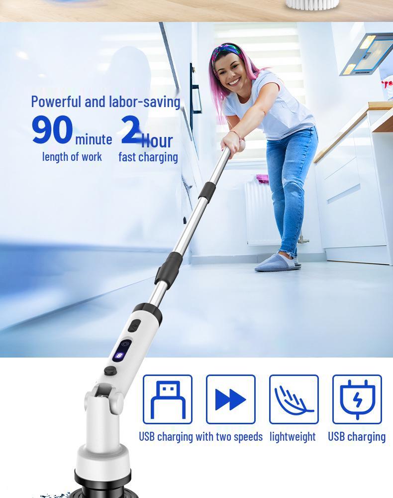 Foldable Wireless Electric Cleaning Brush - Handheld, Long-Handle, Rotating for Kitchen & Bathroom Use