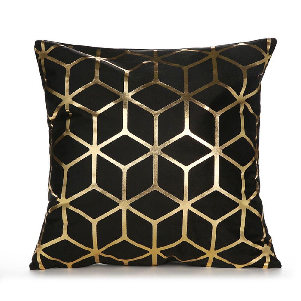 Golden Geometric Cushion Cover Square Pillowcase Comfortable Pillow Cover  Home