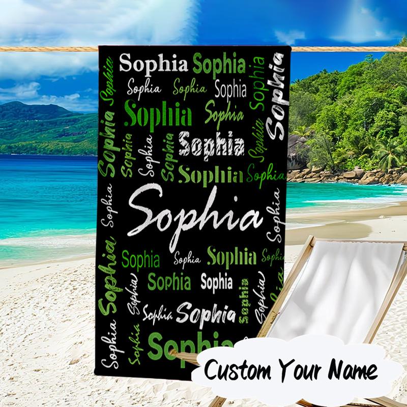 Personalisierter Name Dein Name Kunst Design Mikrofaser Strandtuch Super Weich & Saugfähig für Bad, Strand, Reisen Badezeit Zubehör, Fan Geschenke