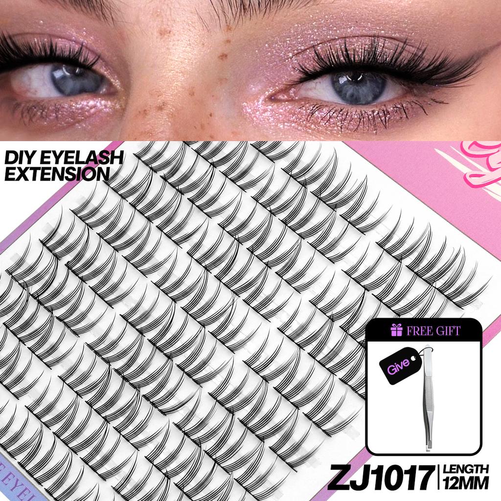 DIY-Cluster, falsche Wimpern, Cluster, Verlängerungen, einzelne Wimpern, Cluster, natürliche segmentierte Wimpernbündel