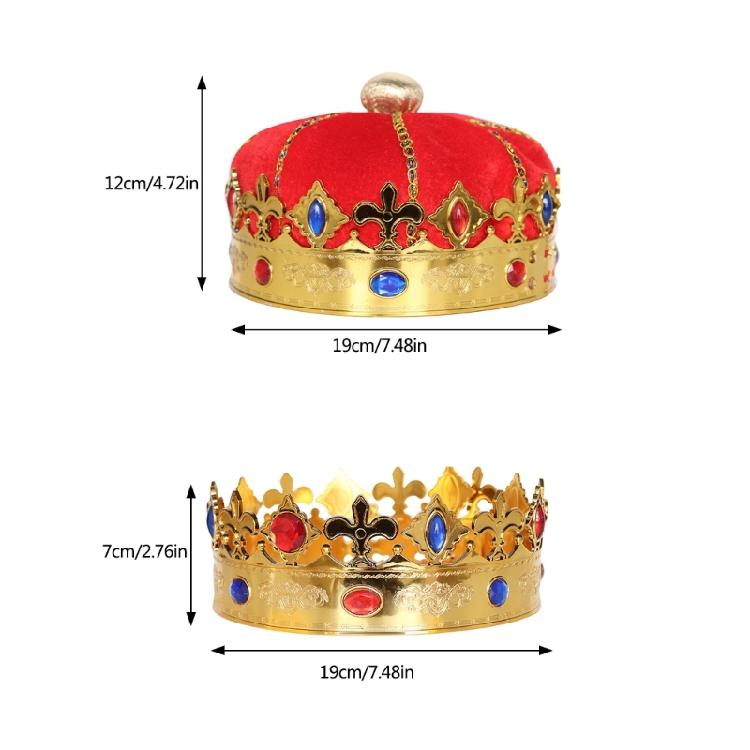 King Crown Hat Royal King Crowns Party Hat King Queen Crowns Birthday Crown Hat Halloween Headwear Costume Accessories