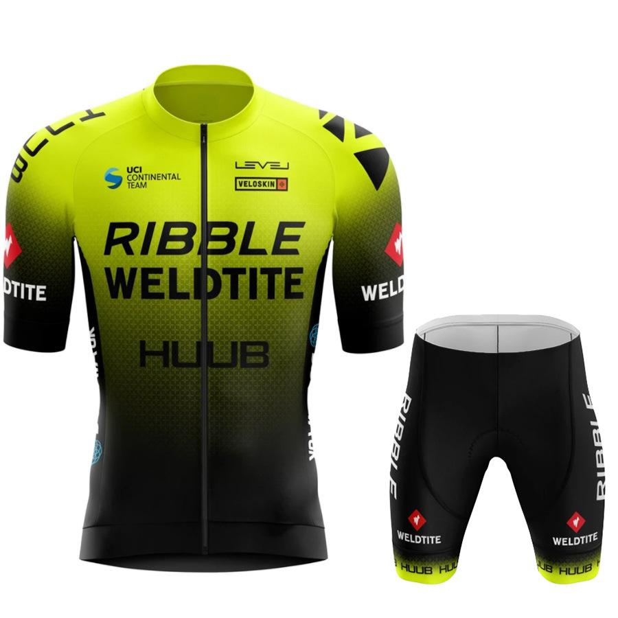 Huub Tuta da Ciclismo da Bicicletta a Manica Corta da Uomo Abbigliamento Estivo da Strada Asciugatura Rapida Traspirante Pantaloni da Mountain Bike Vestibilità Slim