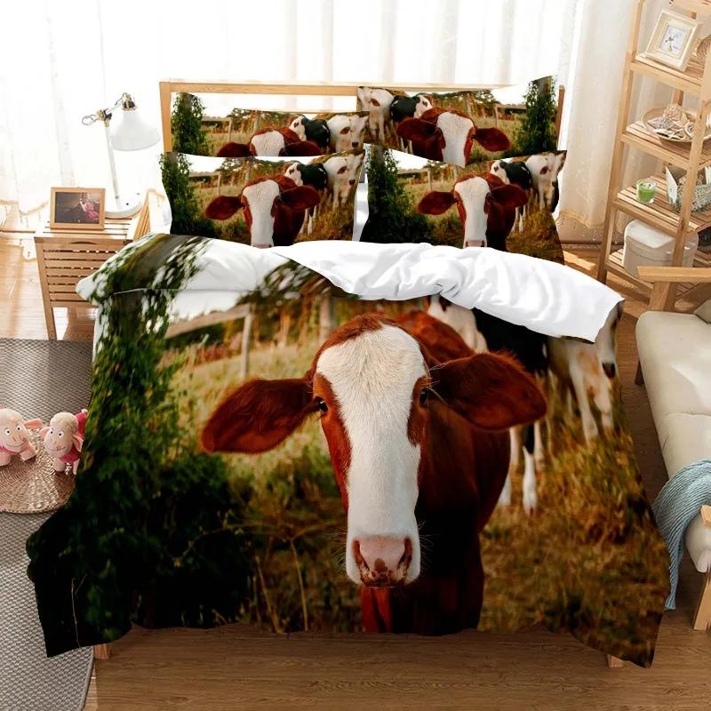 Dropshipping Animal pattern Cow, bear, wolf bedding set Duvet Cover Sets housse de couette Super comfortable cotton bedclothes