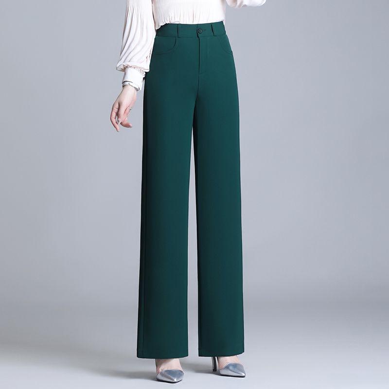 

Осень и Зима Брюки Прямые Свободные с Высокой Посадкой, Не Требующие Глажки, Драпирующиеся Green thin section 27 yards [66.67cm waist]]