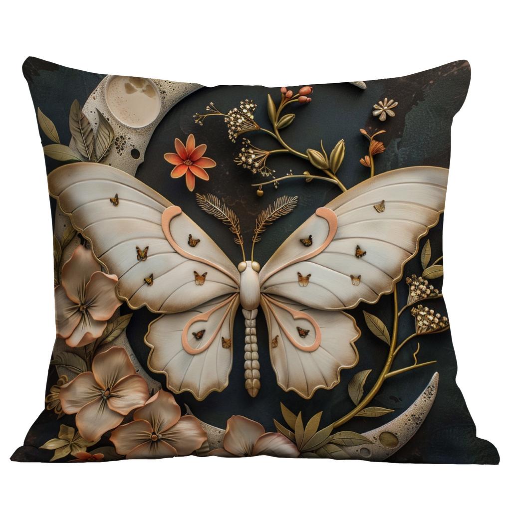 New Imitation 3d Butterfly Printed Pillowcase Retro Home Sofa Cushion Pillowcase Decoration