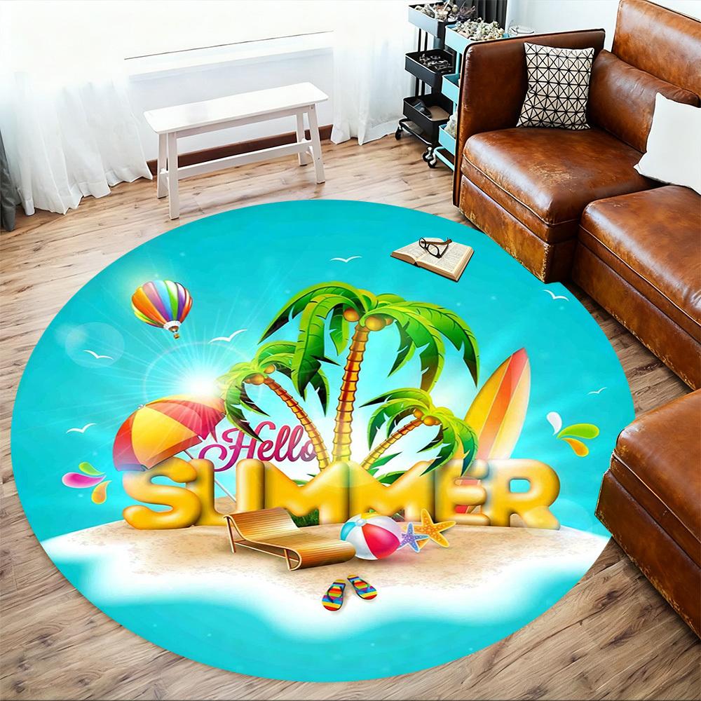 1pc summer beach Round Chair mat office Area Rug - Non-Slip, Floor Mat for Office, Bedroom, Ideal home decor gift c0112060